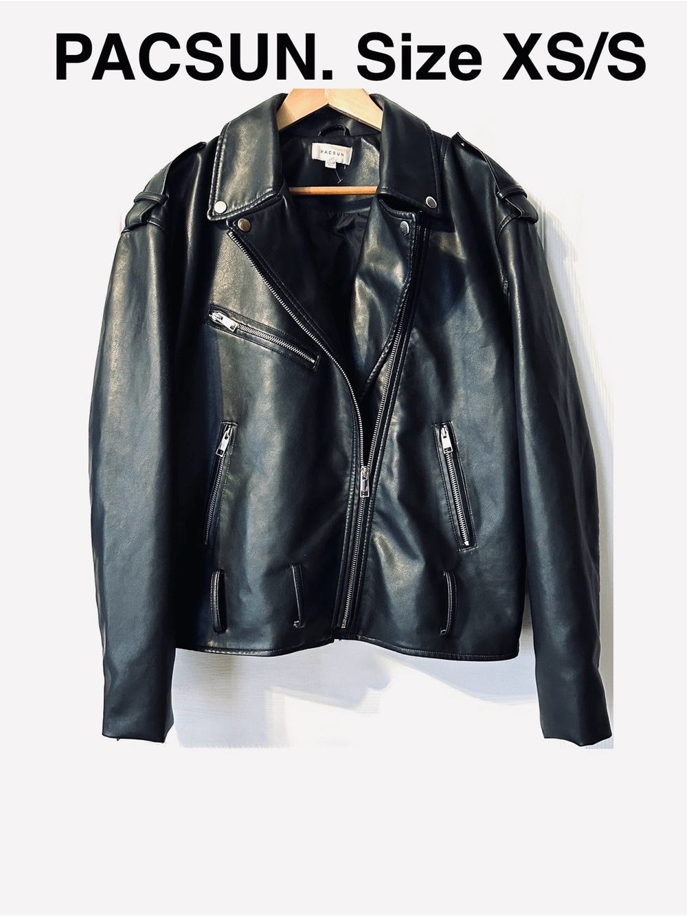 PACSUN Women's Black Faux Leather Moto Jacket